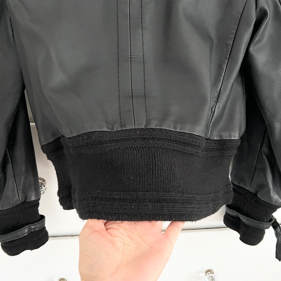 BLUR Leather Bomber Jacket in Black Size Small - Picture 12 of 16